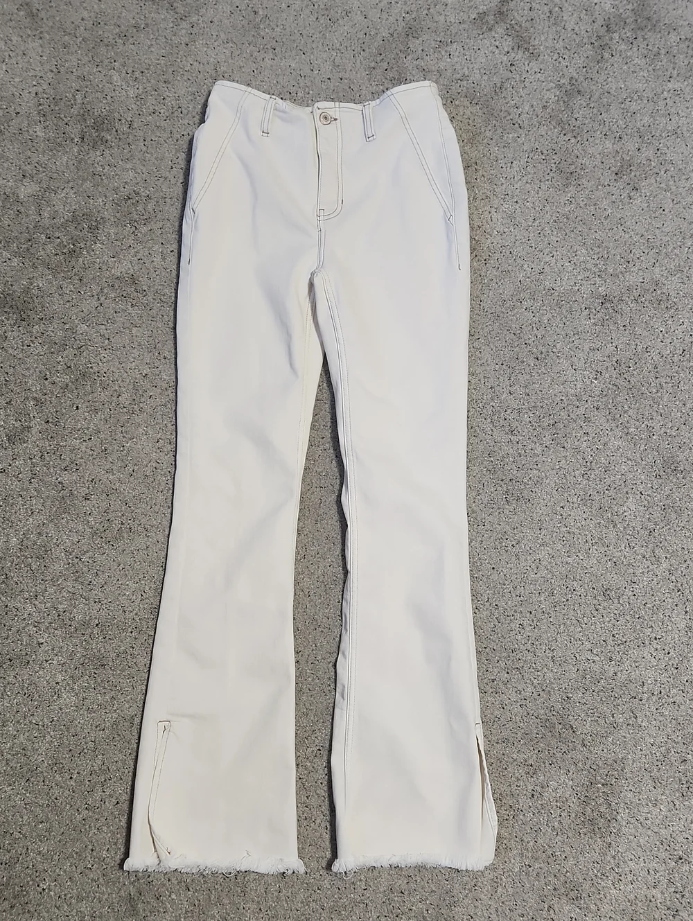 Free People We The Free Level Up Slit Slim Flare Jeans in Bone Size 27